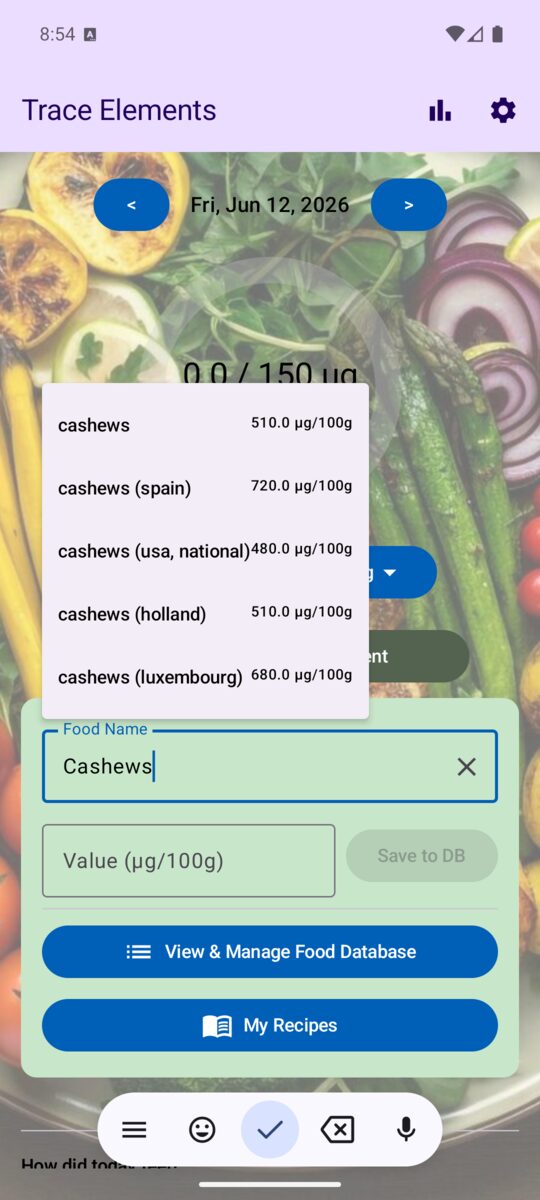 Food search autocomplete with regional values